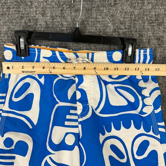 Lands End Shorts Boys Medium Blue Trunks Bottoms Swimwear Drawstring Hawaiian - Picture 3 of 9